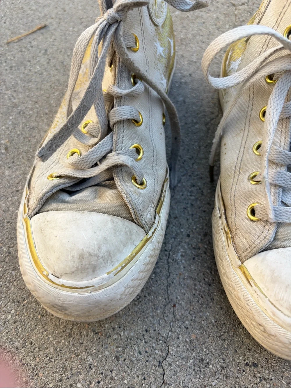 Converse Kids High-Top Sneakers in Gray with Gold Accents